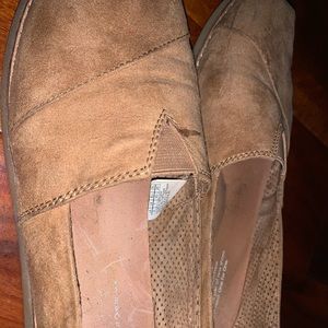 Nude suede toms